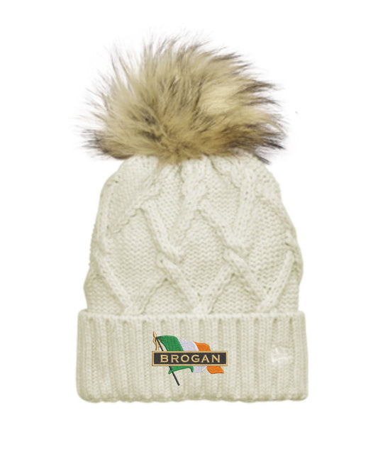 New Era ® Faux Fur Cable Knit Pom Beanie